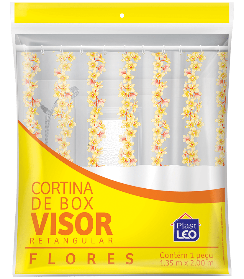 Cortina de Box vinil com visor estampado -Flores