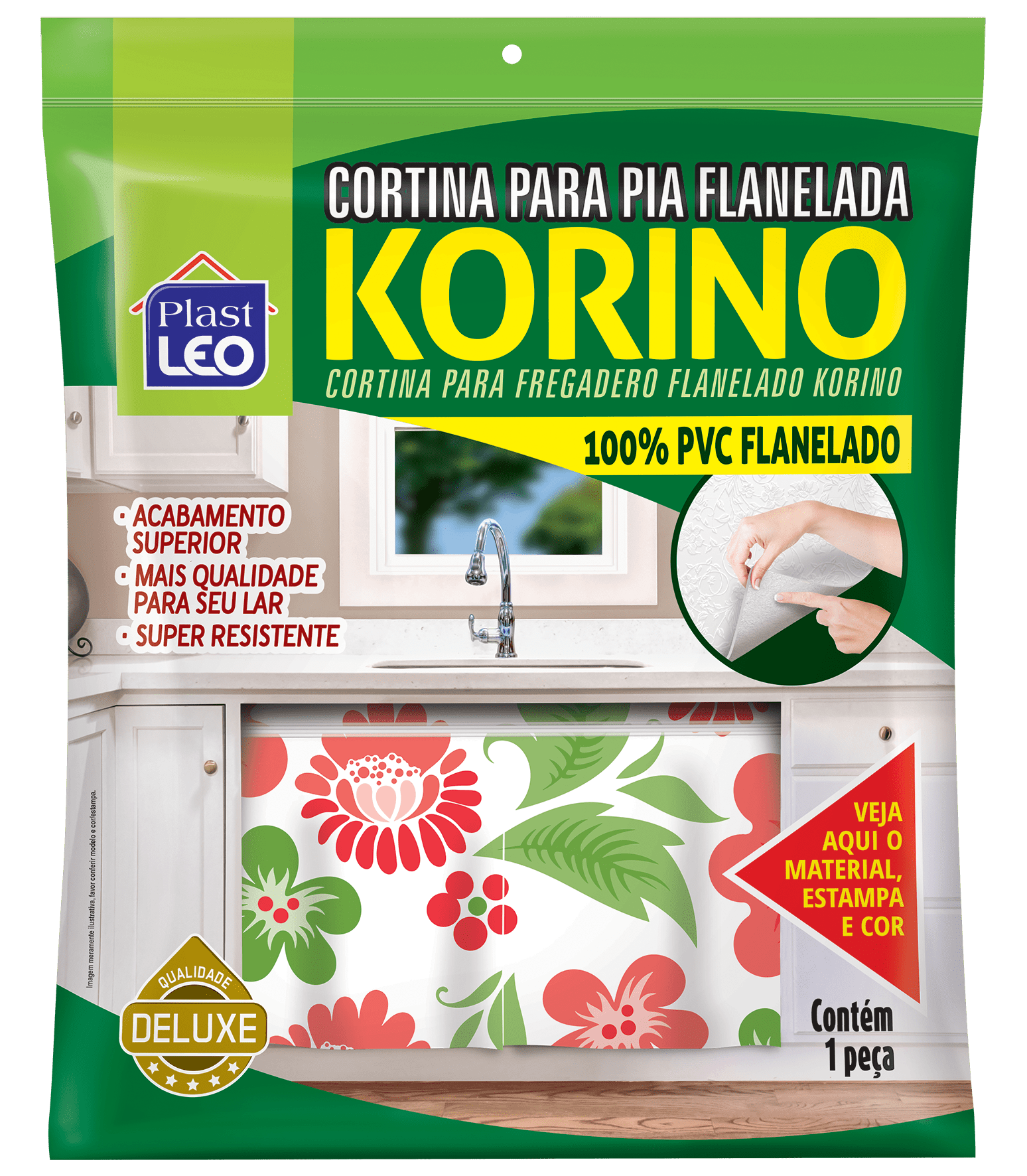 Cortina de Pia Flanelado PVC Korino